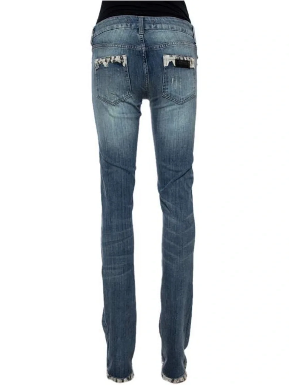 Just Cavalli Womens Lace Trim Straight Fit Jeans 26/40 Light Wash Denim Italy